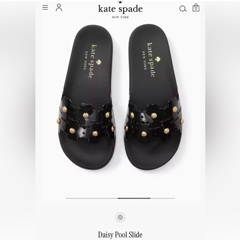 Kate Spade Black Slides with Floral Accents